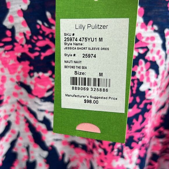 Lilly Pulitzer Nauti Navy Beyond The Sea Jessica Short Sleeve Dress - Picture 12 of 12